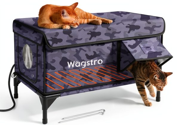 Wagstro Heated Cat House Outdoor Black Camo 256x165x18 Inch-0