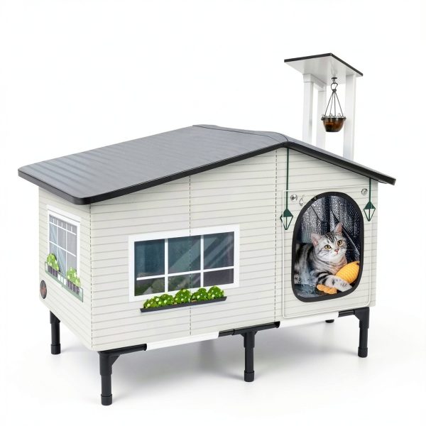 Weatherproof Heated Cat House by GASUR – Insulated Shelter with UL Pad-2